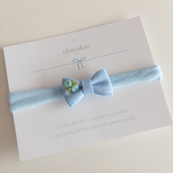 Embroidered Cora Bow Light Blue