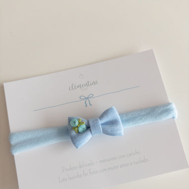 Embroidered Cora Bow Light Blue